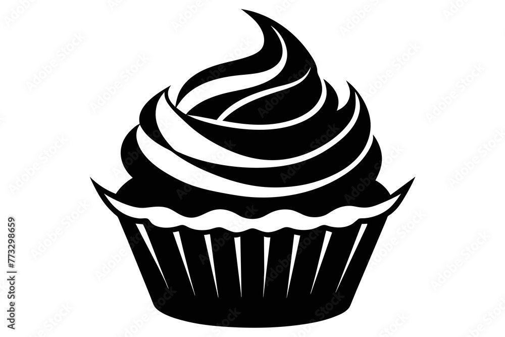 Silhouette Vector design of a Cupcake Icon Silhouette Vector design of a Cupcake Icon
