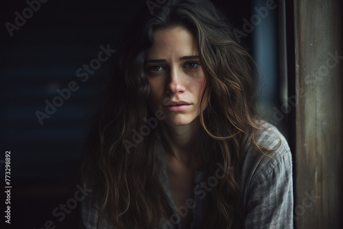 AI generated picture of woman suffering from depression and mental health crisis