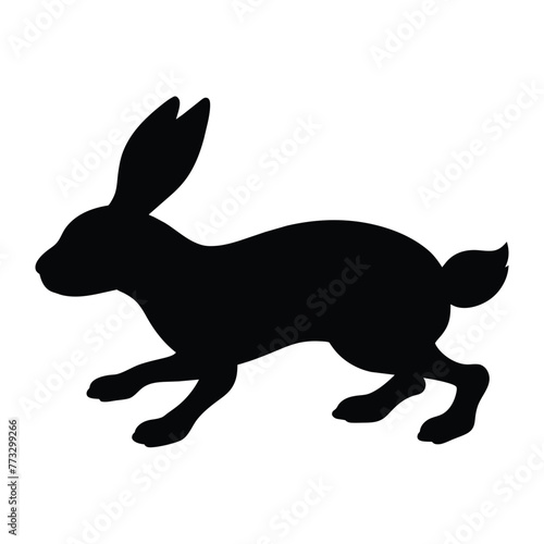 silhouette of a Hare run on white