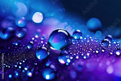 a water droplet is sitting on a purple surface
