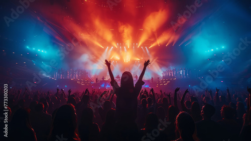 Christian worship with praise to God Ready to raise your hand at the Christian music concert.generative ai