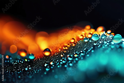 water droplets on a black background