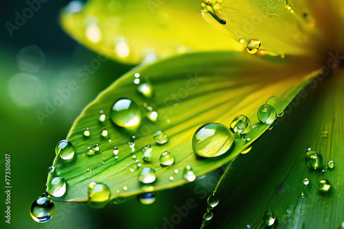 water drops on green leaf