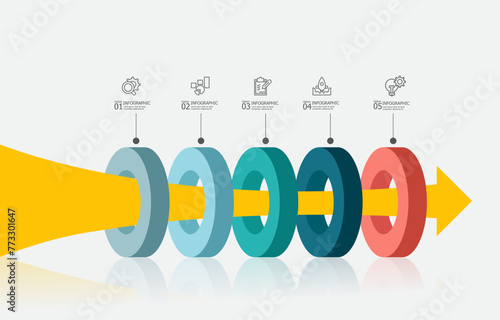 circle way infographics timeline element business workflow data steps report template background