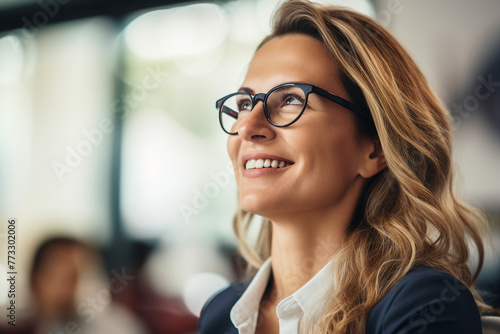 Corporate meeting with successful business people in modern workstation building Generative AI