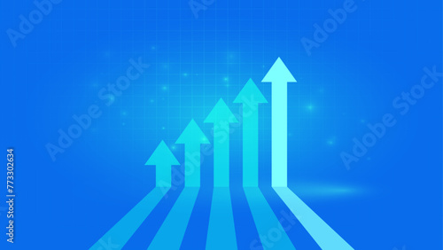 Blue arrow Financial Up graph with Tax day concept Background USA Tax Day Reminder Concept Background, tax day illustration, arrow graph with space for writing