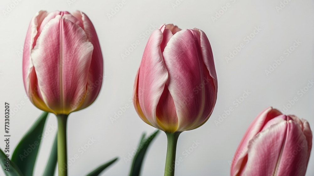 Springtime Charm Pink Tulip Blossom on White Springtime Charm Pink Tulip Blossom on White