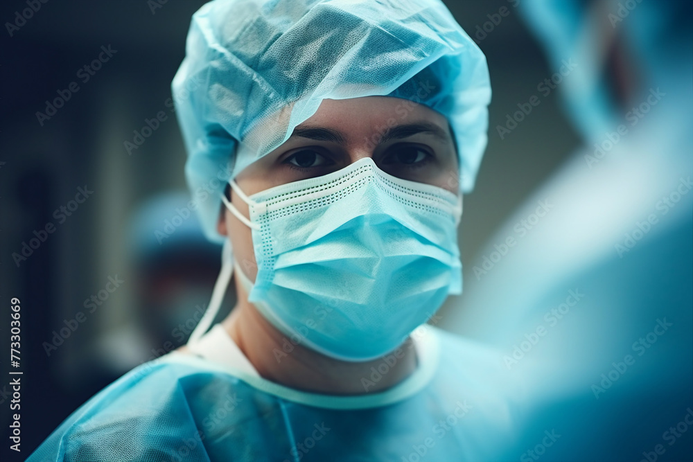 Generative IA picture modern operating room in futuristic surgery clinic team of professionals operating patient Generative IA picture modern operating room in futuristic surgery clinic team of professionals operating patient