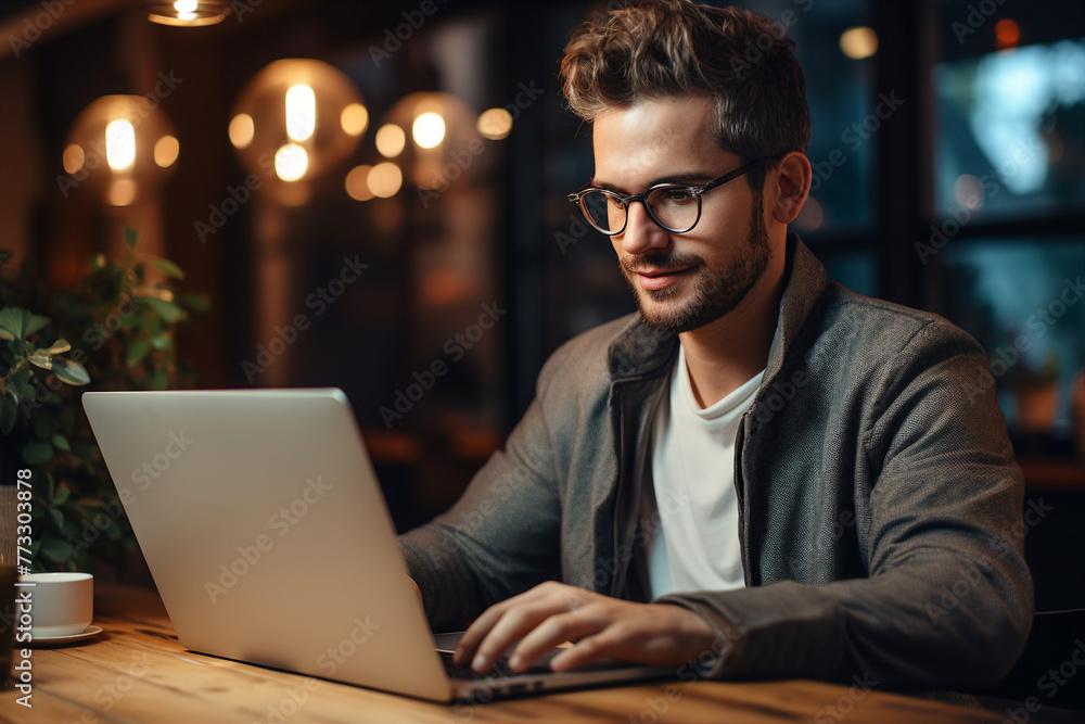 Young student pupil working with laptop reading book digital e-learning education Generative AI technology photo Young student pupil working with laptop reading book digital e-learning education Generative AI technology photo