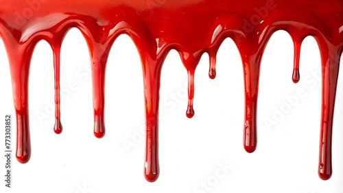red paint drips on a white background