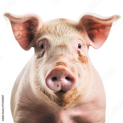 A portrait of a pig isolated on a transparent background