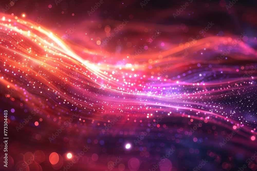 Fototapeta premium Abstract Glowing Light Waves with Bokeh Particles