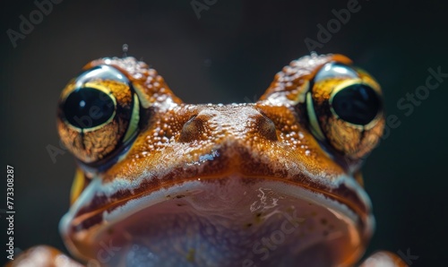 Macro portrait of a Rana arvalis with emphasis on eyes photo