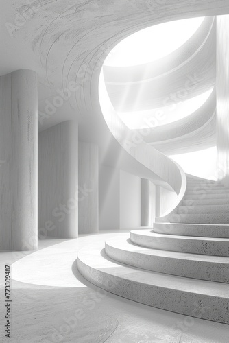 Abstract architecture background with a white circular building.