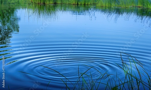 A gentle breeze causing ripples on the surface of a spring lake