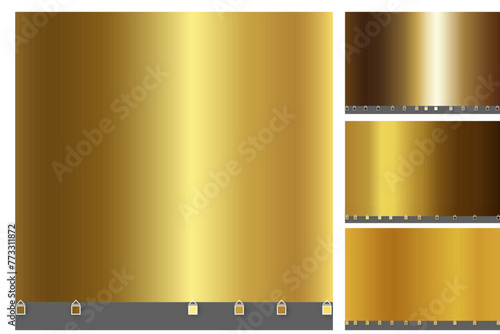 Design for wallpaper, background, wrapping, fabric. Light, realistic, elegant, shiny, metallic and gold gradient vector illustration. Shiny golden metallic foil gradient set. Social media wallpaper. photo