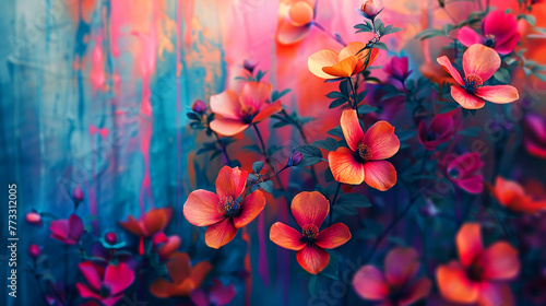 Floral aesthetics in vivid colors on an innovative artistic background