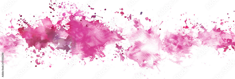 Pink watercolor splatter design on transparent background.