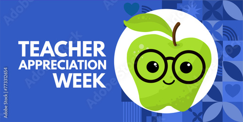 Teacher appreciation week banner, poster, illustation	 photo