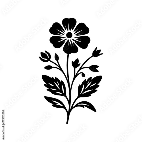 Black and white hand-drawn PNG floral illustration