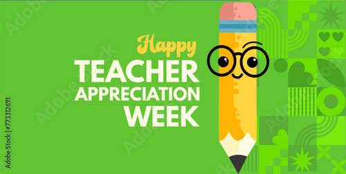 Teacher appreciation week banner, poster, illustation	 photo