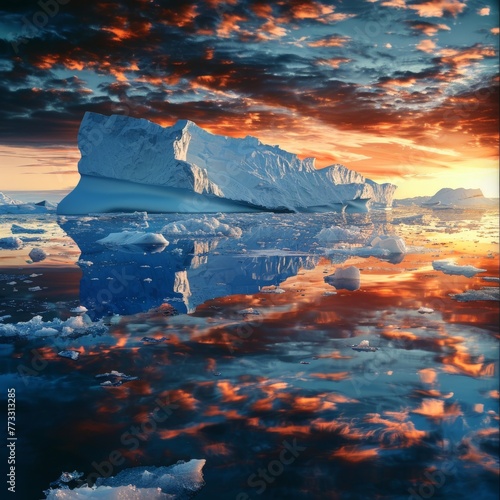 Massive Iceberg Drifting on Water