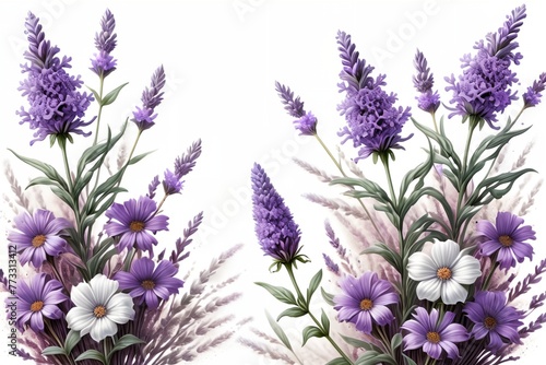 Bouquet of colorful bright flowers lavender