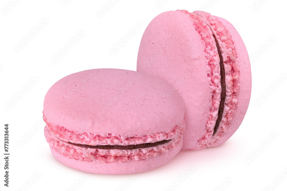 Pink macarons on isolated white background. Pink macarons on isolated white background.