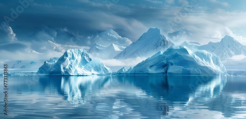 Massive Iceberg Floating in Ocean