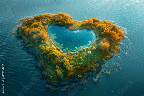 An island in the sea in the shape of a heart © Александр Лобач
