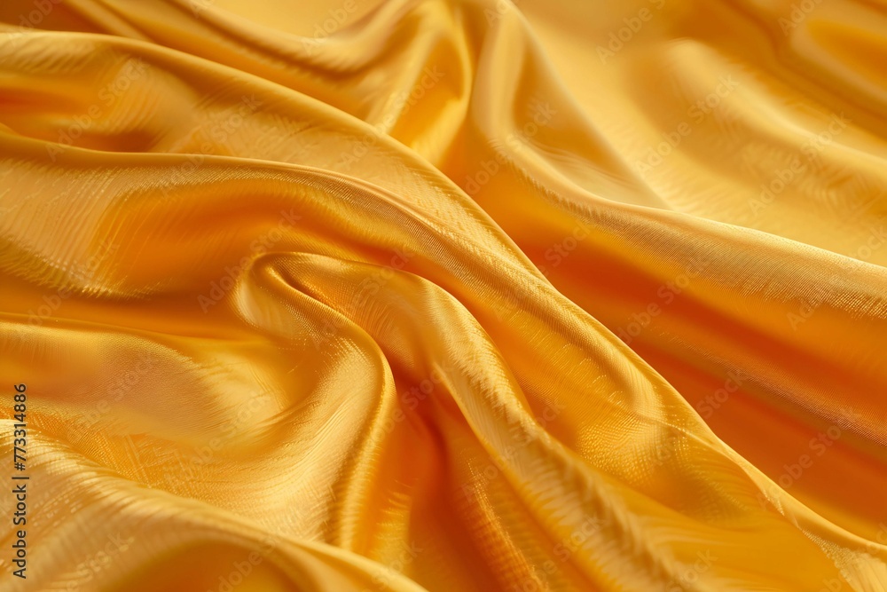 Obraz premium Golden Fabric Texture Background, Luxurious Silk Cloth, Smooth Material, Shiny Textile, Yellow Satin Drapery,