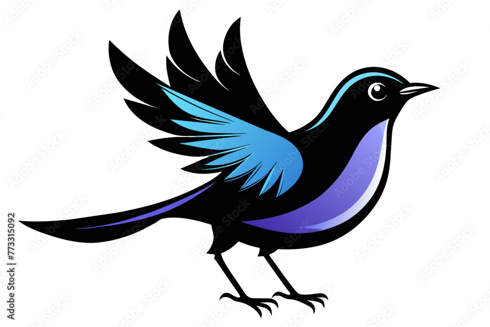  silhouette color image,Bluebell bird ,vector illustration,white background 