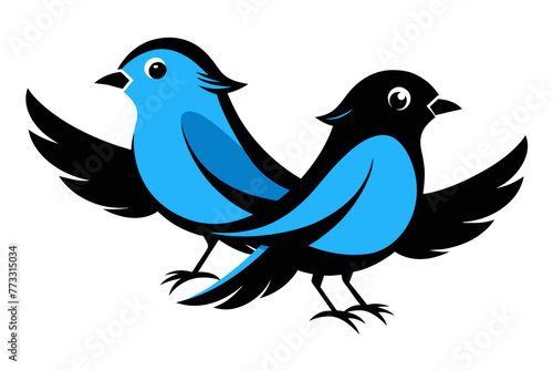  silhouette color image,Bluebell bird ,vector illustration,white background 