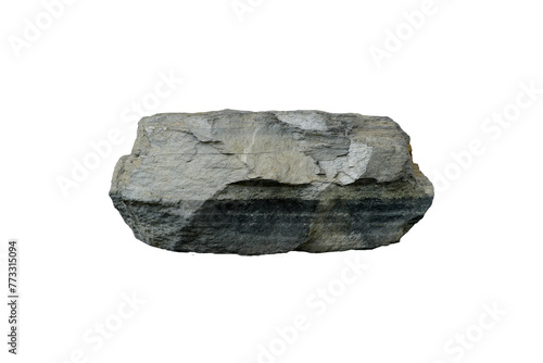 Raw shale rock specimen isolated on white background.