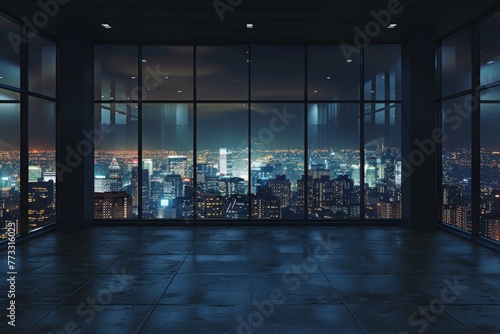 Urban Night View From Empty Room © BrandwayArt