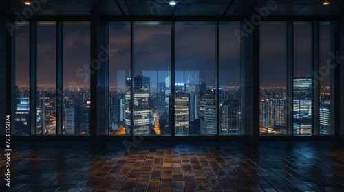 Room With a Night Cityscape View © BrandwayArt