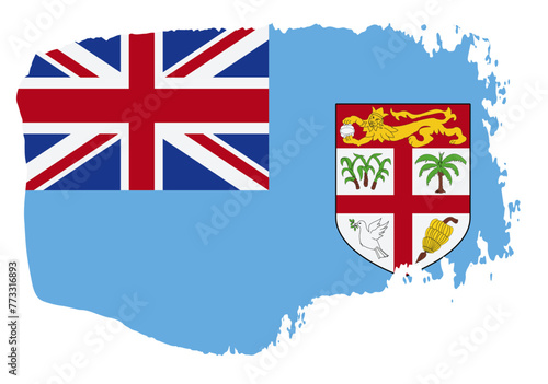 Fiji flag with palette knife paint brush strokes grunge texture design. Grunge brush stroke effect