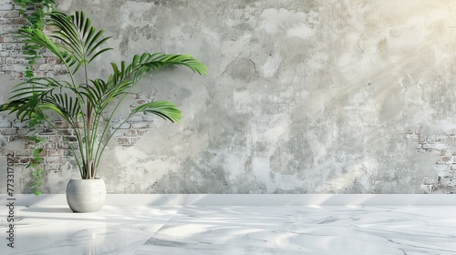 Potted Plant on White Table