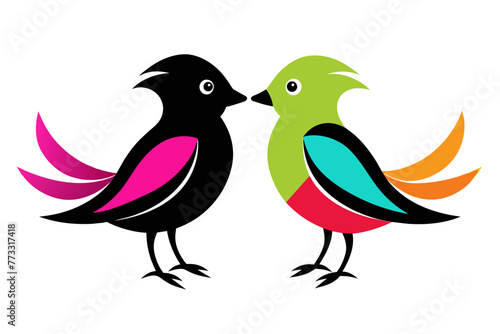  silhouette color image,Chirpy bird ,vector illustration,white background © AL