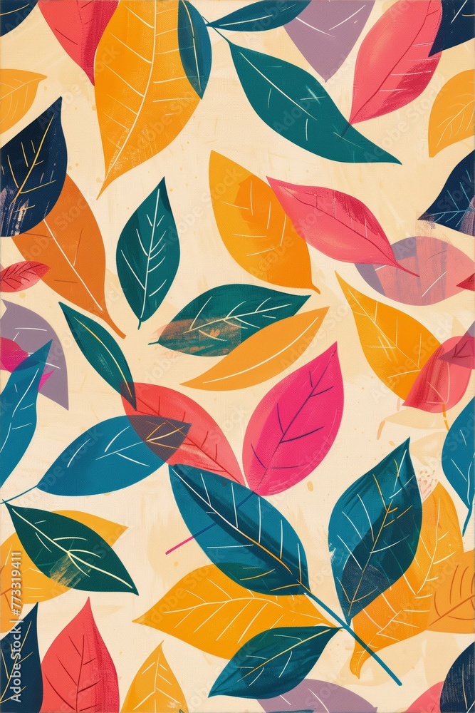 Colorful Retro Foliage for Lively Backgrounds
