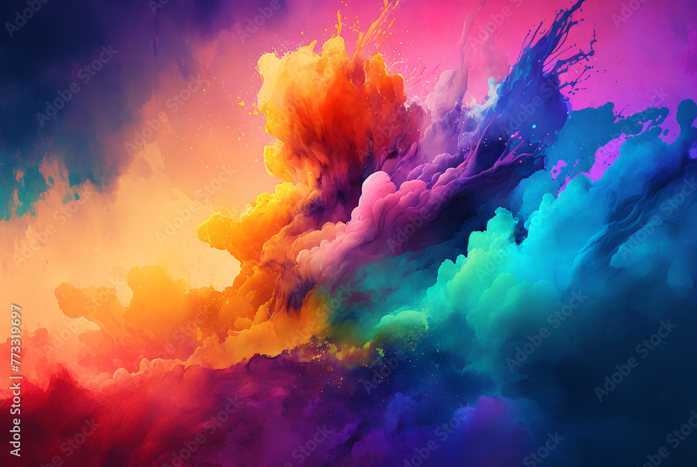 Rainbow color watercolor illustration background.