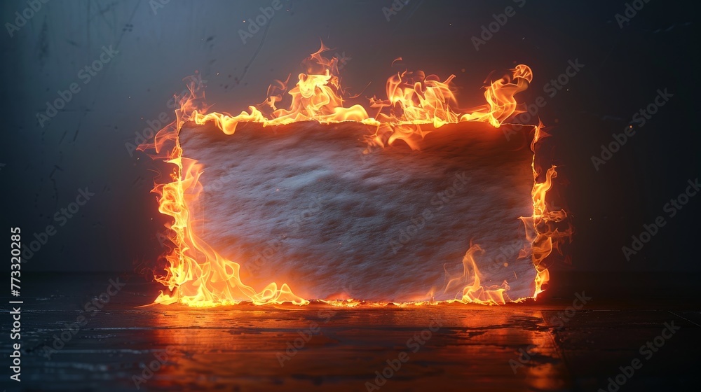 White sheet of paper on fire White sheet of paper on fire