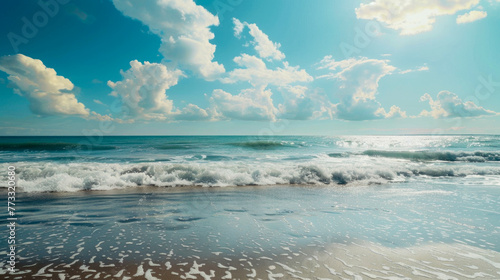 Empty sea and beach background with copy space