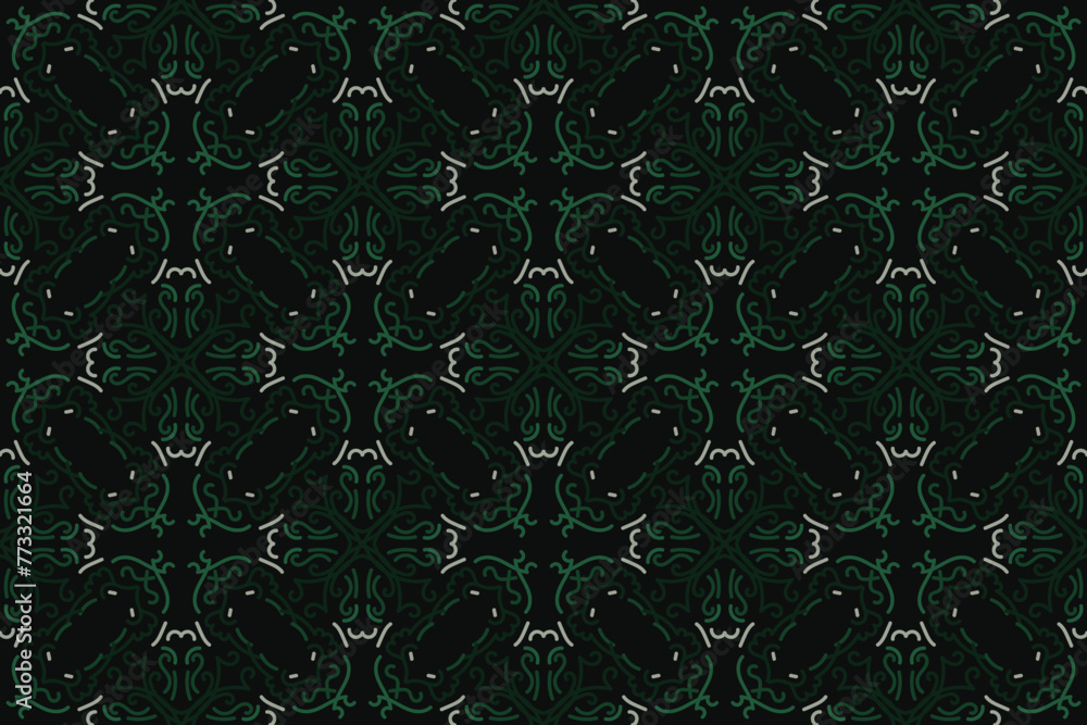 Seamless floral pattern with black, green and grey color. Vector illustration. Seamless floral pattern with black, green and grey color. Vector illustration.