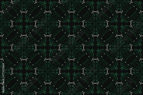 Wallpaper Mural Seamless floral pattern with black, green and grey color. Vector illustration. Torontodigital.ca