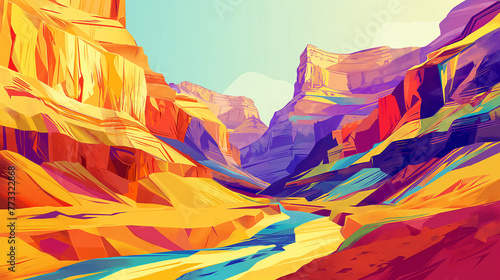 Modern flat illustration of Utah canyons photo
