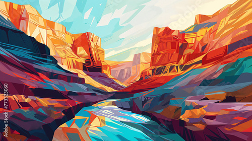 Modern flat illustration of Utah canyons photo