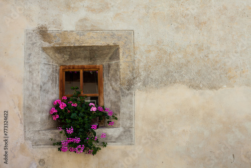 traditional balcony from an old house in Villandro in Val Isarco photo