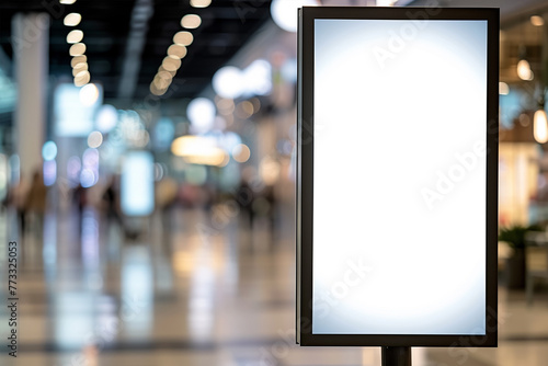 Mock up Blank sign display in mall Interior background  photo
