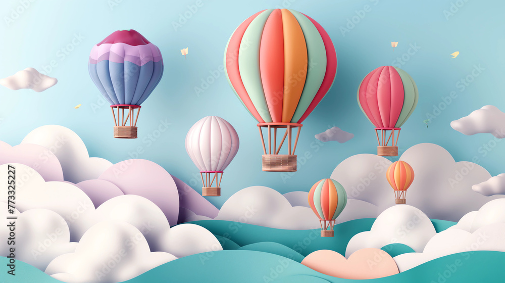Bright, modern illustration of hot air baloons Bright, modern illustration of hot air baloons
